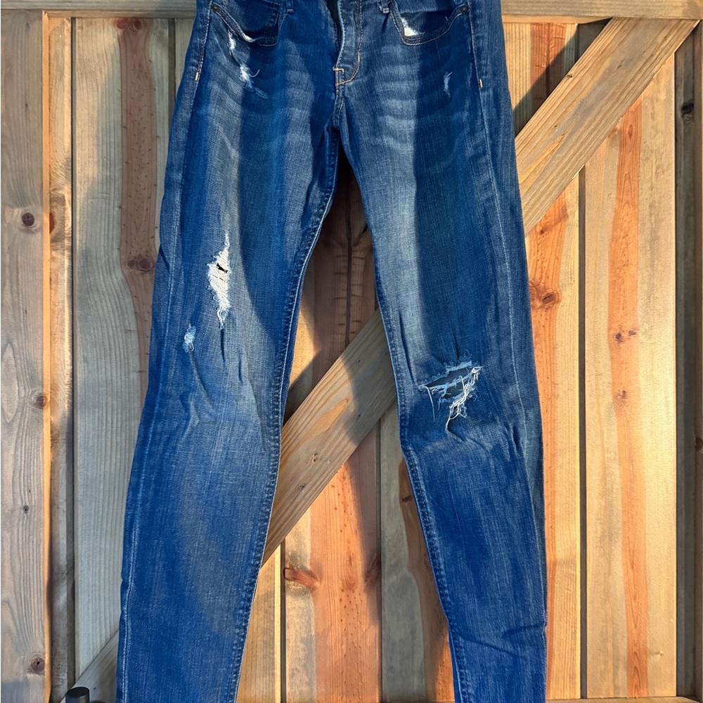 Hollister Dark Blue Distressed Skinny Jeans